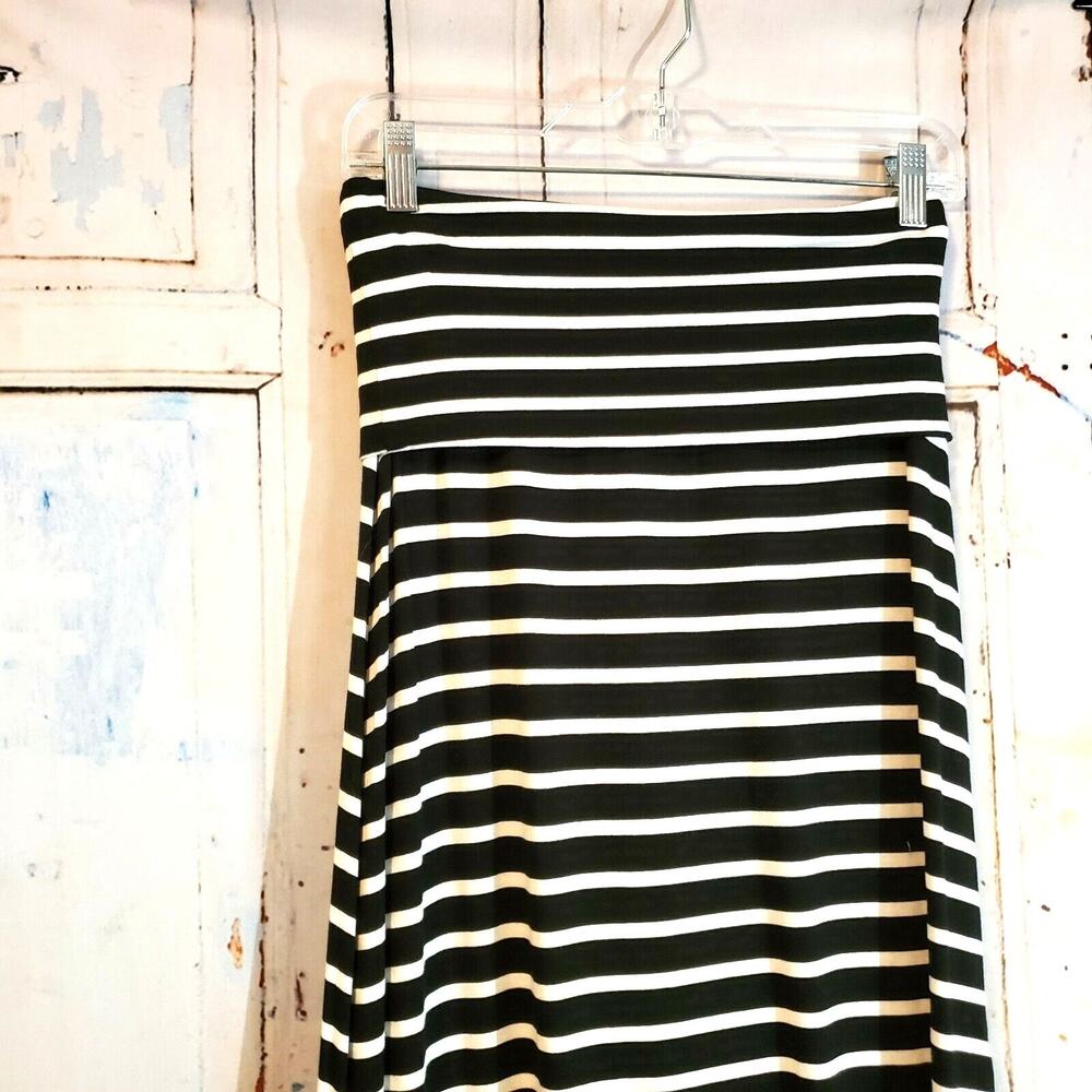 ana A New Approach Strapless Black & White Striped Long Dress Size XS Stretch - Picture 2 of 7